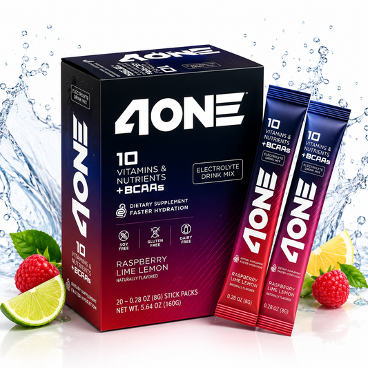 4ONE Electrolyte Drink Mix with BCAAs – Raspberry Lemon Lime – 20 Stick Packs